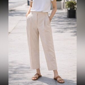 COS Tapered Barrel Leg Pants Ivory Cream Size 8 High Waist